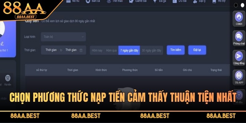 Lựa chọn hình thức nạp tiền phù hợp nhất